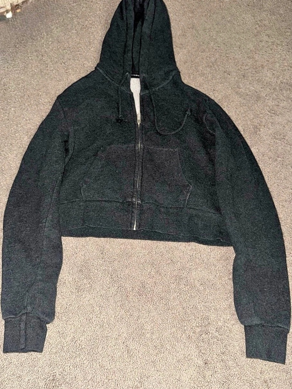 Brandy Melville Crystal Cropped Hoodie Black